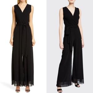 FUZZI v neck sash tie wide leg tulle jumpsuit FINAL PRICE NO OFFERS